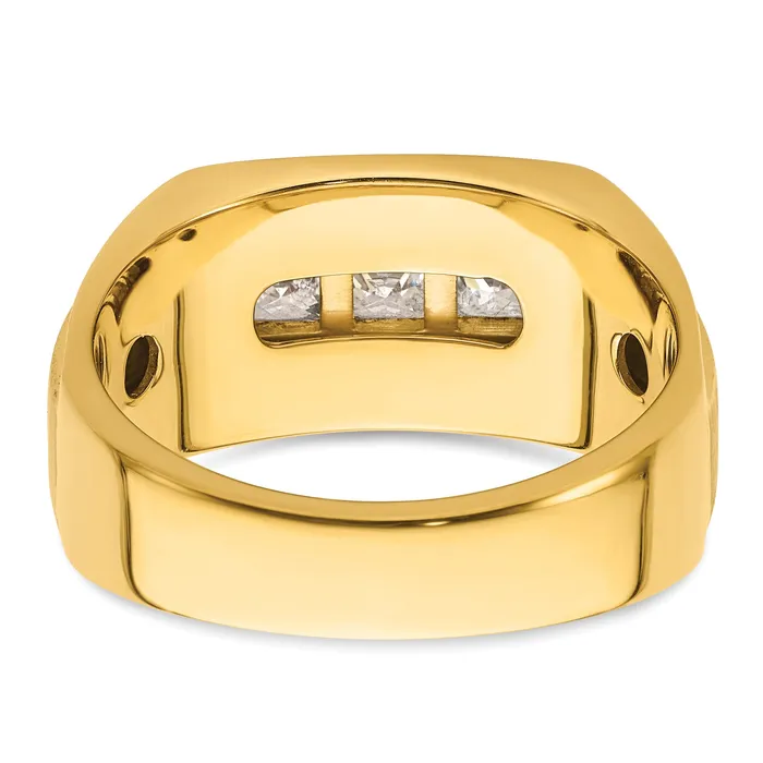 14k Yellow Gold 1 18 Ct Lab Grown Diamond VSSI G Polished and Satin Mens Ring Goldia Rings