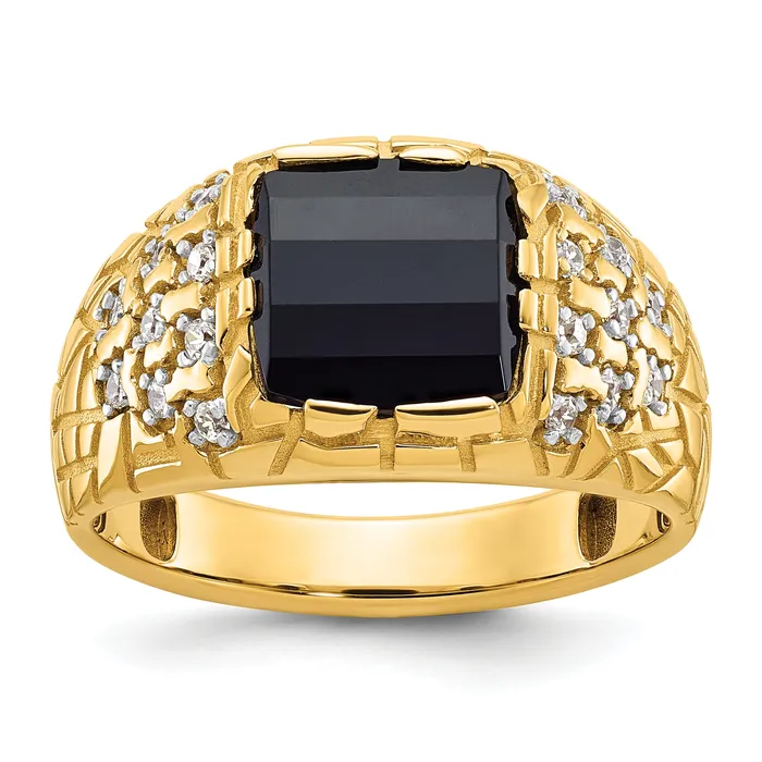 14k Yellow Gold 14 Ct Lab Grown Diamond VSSI G and Onyx Nugget Mens Ring Goldia Rings 14k Yellow Gold 14 Ct Lab Grown Diamond VSSI G and Onyx Nugget Mens Ring Goldia Rings