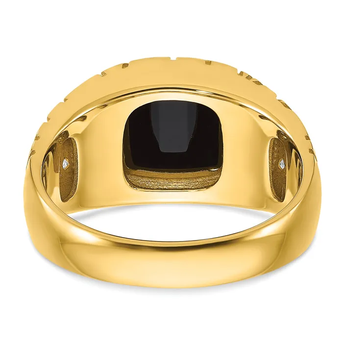 14k Yellow Gold 14 Ct Lab Grown Diamond VSSI G and Onyx Nugget Mens Ring Goldia Rings