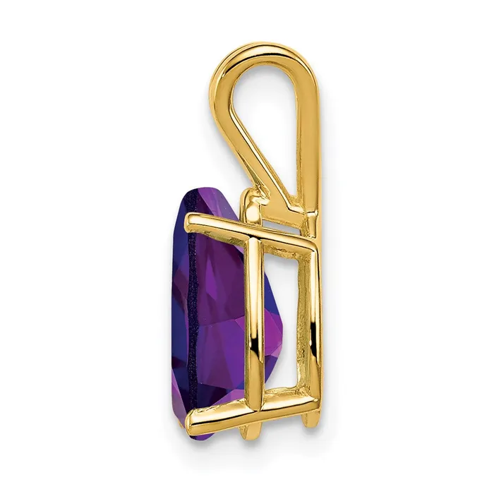 14K Yellow Gold 10x7mm Pear Amethyst pendant Goldia Necklaces