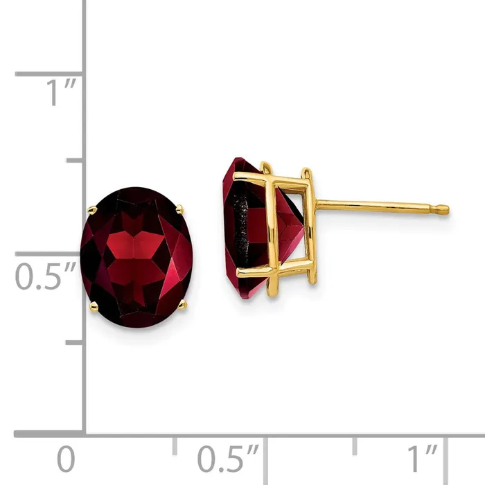 14k Yellow Gold 10x8mm Oval Garnet Earrings Goldia Earrings