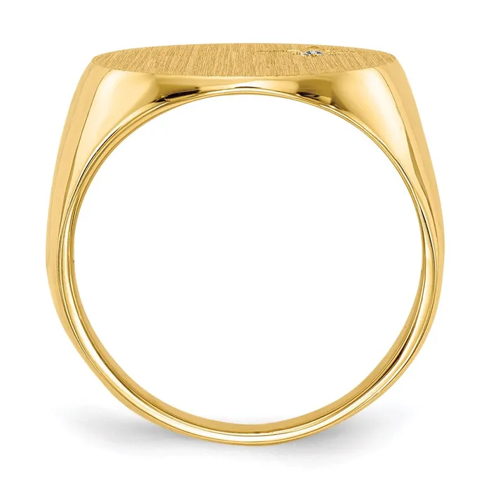 14K Yellow Gold 165x180mm Closed Back Mens AA Real Diamond Signet Ring Goldiacom Rings