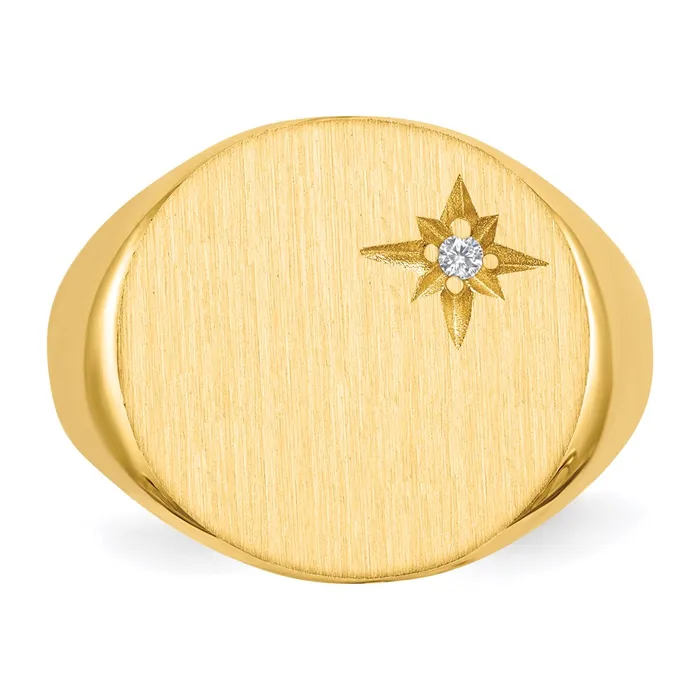 14K Yellow Gold 165x180mm Closed Back Mens AA Real Diamond Signet Ring Goldiacom Rings