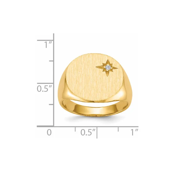 14K Yellow Gold 165x180mm Closed Back Mens AA Real Diamond Signet Ring Goldiacom Rings