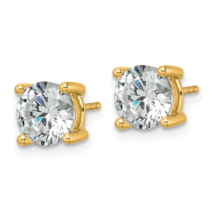14k Yellow Gold 3 ctw Certified Lab Grown Diamond VSSI G Round 4 Prong Heavy Wt Stud Earrings Goldia Earrings