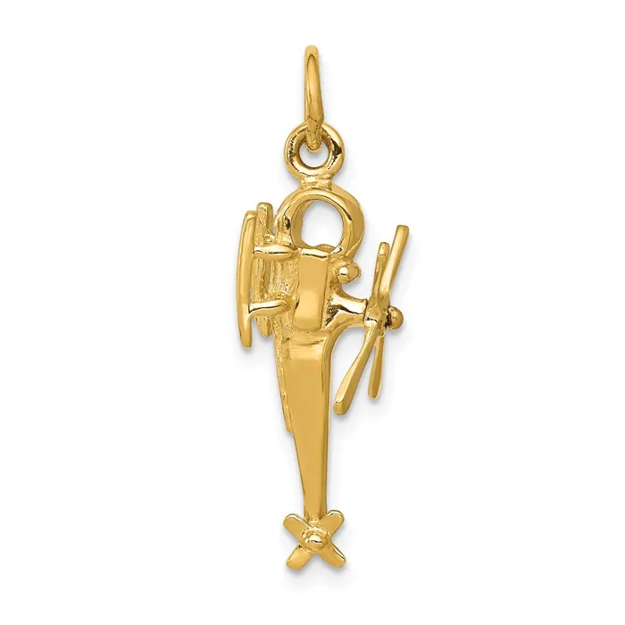 14k Yellow Gold 3D Helicopter Charm Goldia Charm Necklaces