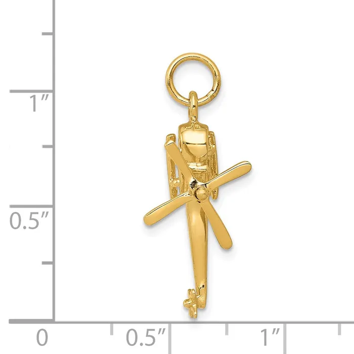 14k Yellow Gold 3D Helicopter Charm Goldia Charm Necklaces