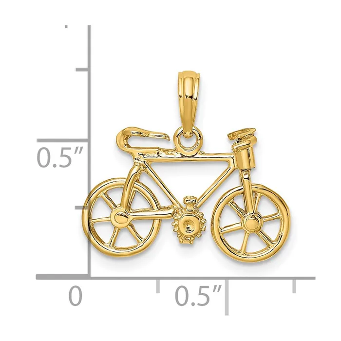 14k Yellow Gold 3D Moveable Bicycle Charm Goldia Charm Necklaces