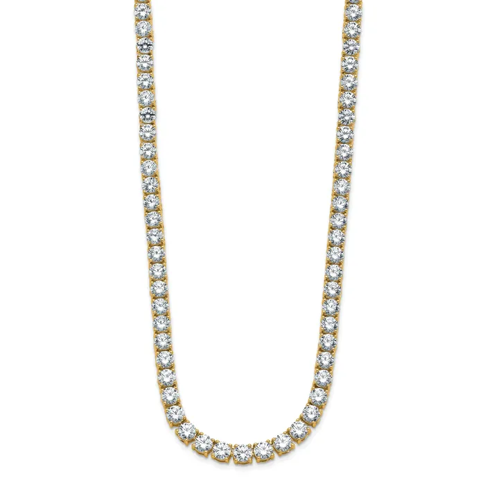 14k Yellow Gold 34 38 Ct Lab Grown Diamond VSSI G Round 18 inch Straight Tennis Necklace Goldia Necklaces