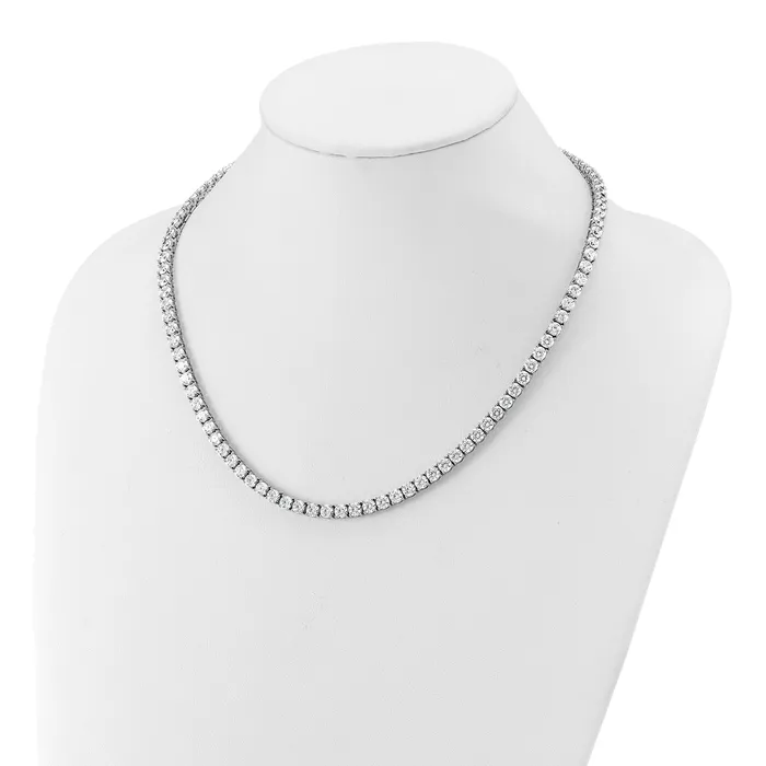 14k Yellow Gold 34 38 Ct Lab Grown Diamond VSSI G Round 18 inch Straight Tennis Necklace Goldia Necklaces