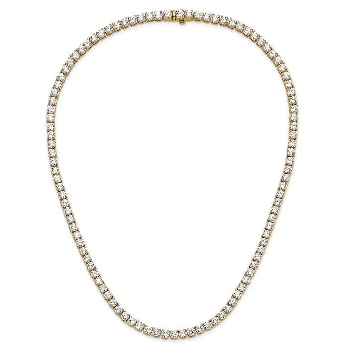14k Yellow Gold 34 38 Ct Lab Grown Diamond VSSI G Round 18 inch Straight Tennis Necklace Goldia Necklaces