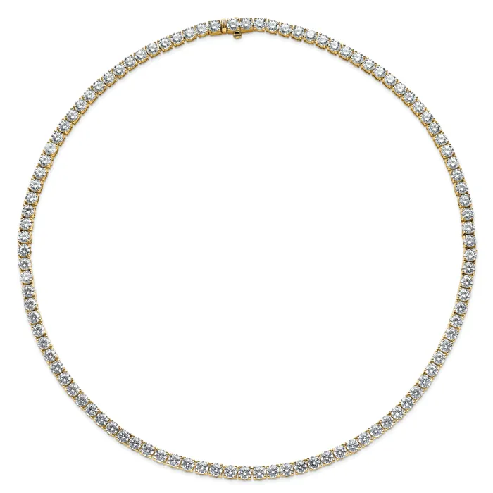 14k Yellow Gold 34 38 Ct Lab Grown Diamond VSSI G Round 18 inch Straight Tennis Necklace Goldia Necklaces