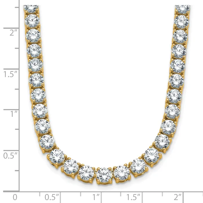 14k Yellow Gold 34 38 Ct Lab Grown Diamond VSSI G Round 18 inch Straight Tennis Necklace Goldia Necklaces