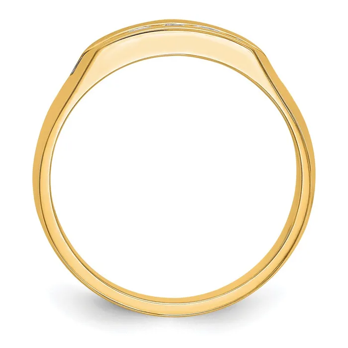 14K Yellow Gold 5Stone Real Diamond Mens Channel Band Goldia Rings