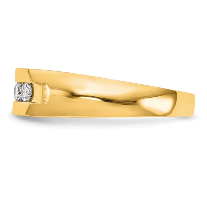 14K Yellow Gold 5Stone Real Diamond Mens Channel Band Goldia Rings