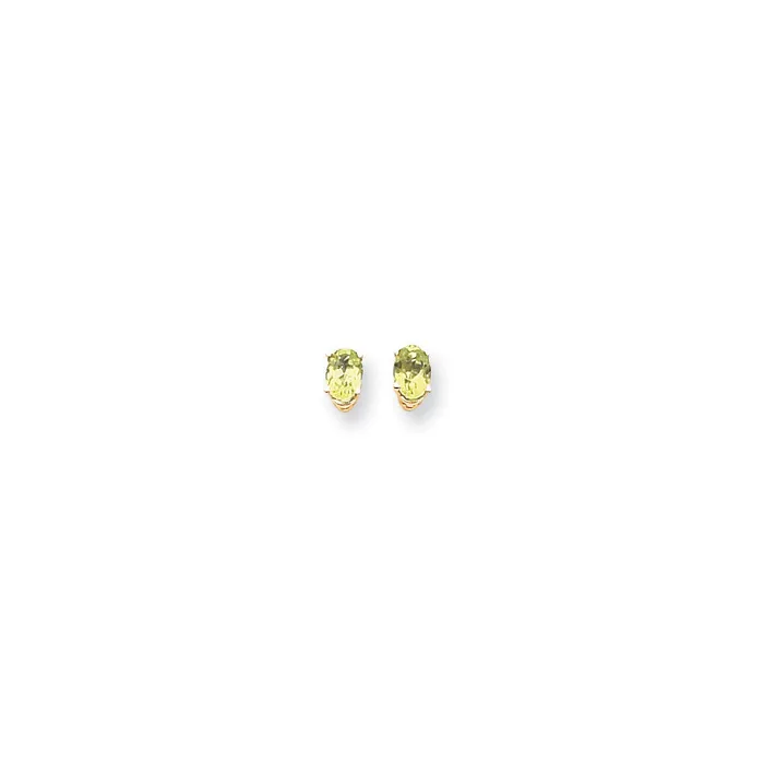 14k Yellow Gold 6x4mm Oval Peridot Earrings Goldia Earrings