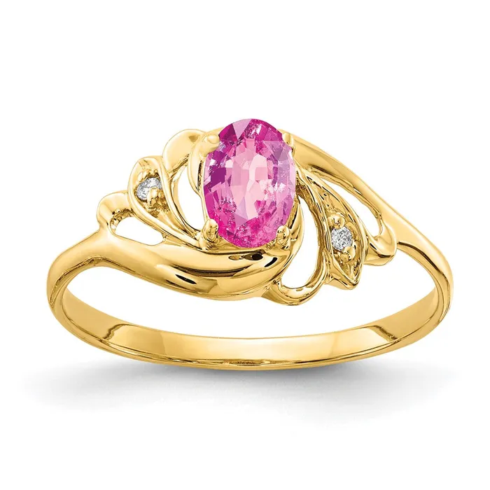 14K Yellow Gold 6x4mm Oval Pink Sapphire A Real Diamond ring Goldiacom Rings 14K Yellow Gold 6x4mm Oval Pink Sapphire A Real Diamond ring Goldiacom Rings