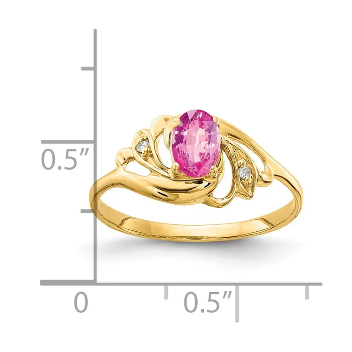 14K Yellow Gold 6x4mm Oval Pink Sapphire A Real Diamond ring Goldiacom Rings