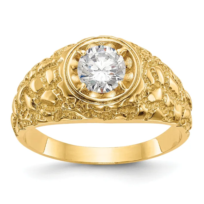 14k Yellow Gold 78 Ct Lab Grown Diamond VSSI G Mens Ring Goldia Rings