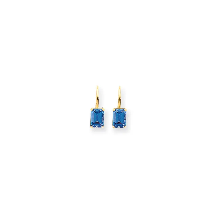 14k Yellow Gold 7x5mm Emerald Cut Tsavorite Earrings Goldia Earrings
