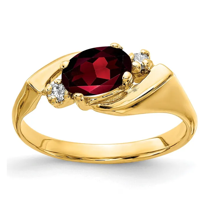 14K Yellow Gold 7x5mm Oval Garnet VS Real Diamond ring Goldiacom Rings