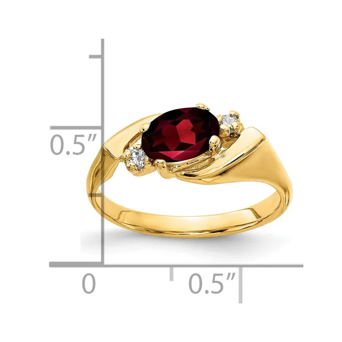 14K Yellow Gold 7x5mm Oval Garnet VS Real Diamond ring Goldiacom Rings