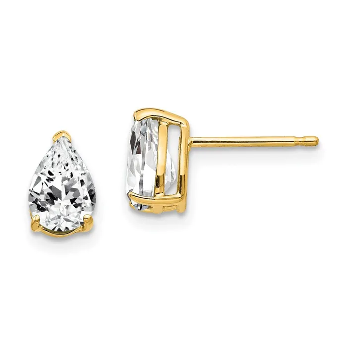 14k Yellow Gold 7x5mm Pear Cubic Zirconia Earrings Goldia Earrings