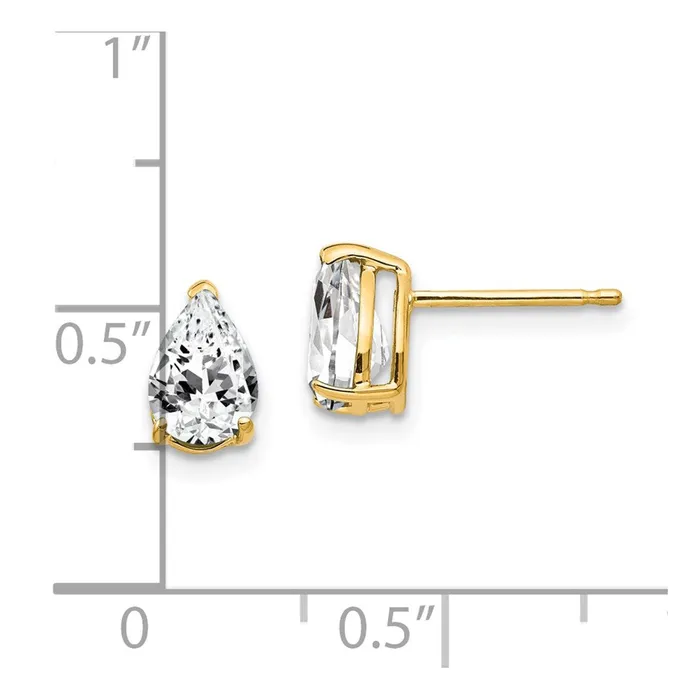 14k Yellow Gold 7x5mm Pear Cubic Zirconia Earrings Goldia Earrings