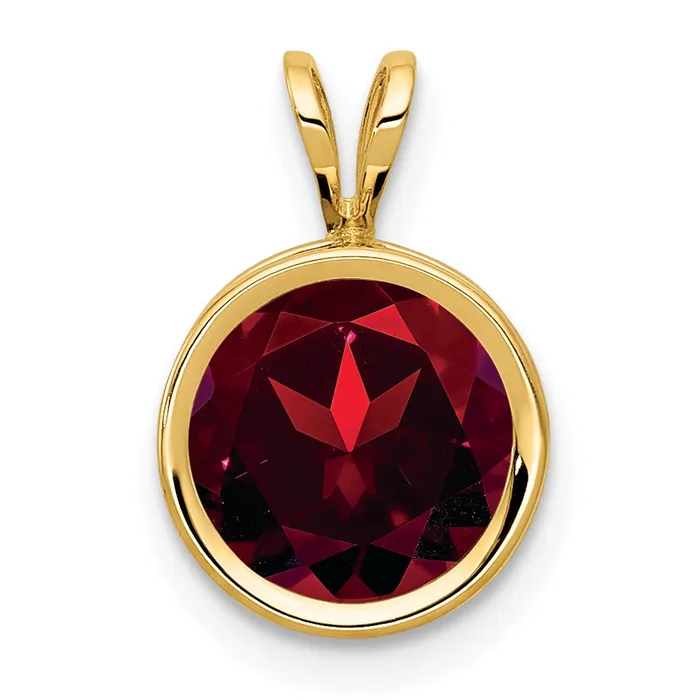 14K Yellow Gold 8mm Garnet bezel pendant Goldia PreStyled Sets