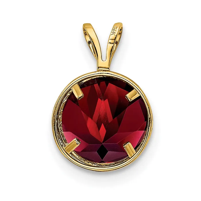 14K Yellow Gold 8mm Garnet bezel pendant Goldia PreStyled Sets