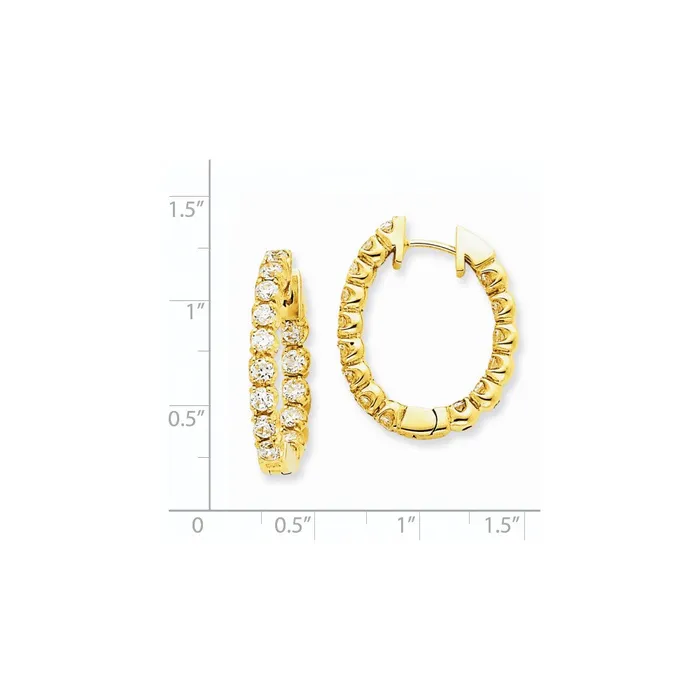14k Yellow Gold AAA Real Diamond Hinged Hoop Earrings Goldia Earrings