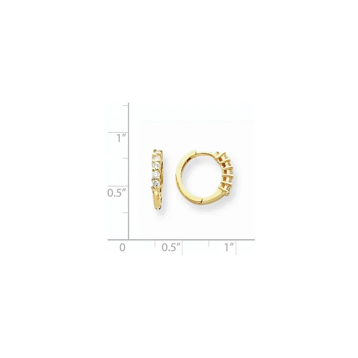 14k Yellow Gold AAA Real Diamond hinged hoop Earringss Goldia Earrings