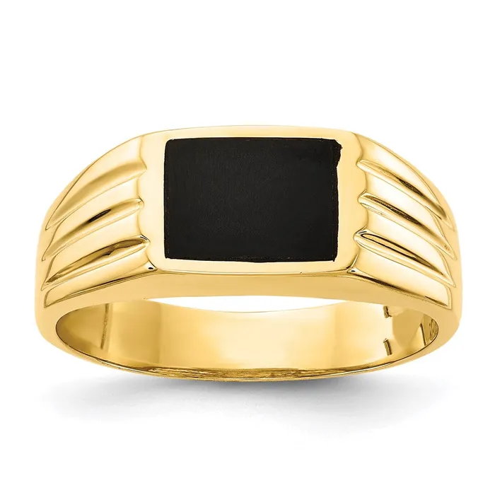 14K Yellow Gold Black Onyx Ring Goldia Rings