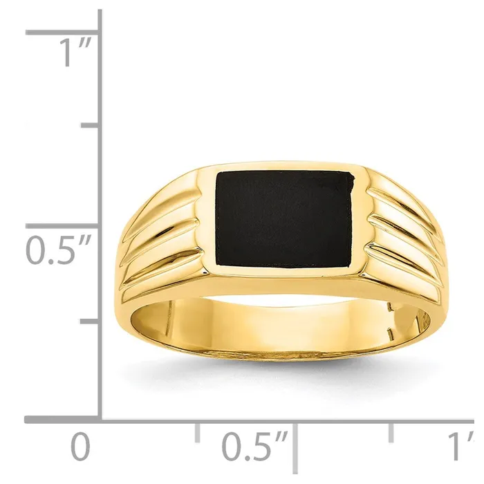 14K Yellow Gold Black Onyx Ring Goldia Rings