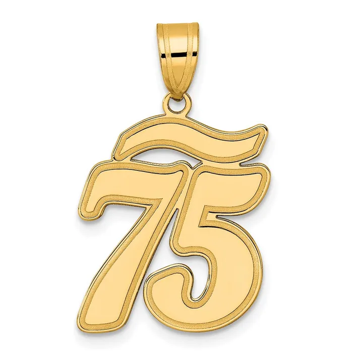 14k Yellow Gold Brushed Border Script Number 75 Pendant Goldia PreStyled Sets 14k Yellow Gold Brushed Border Script Number 75 Pendant Goldia PreStyled Sets