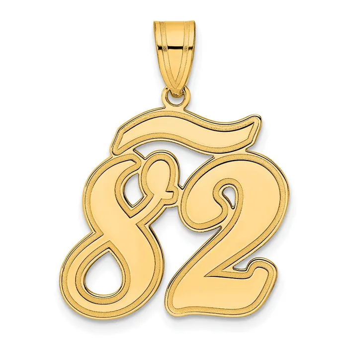 14k Yellow Gold Brushed Border Script Number 82 Pendant Goldia PreStyled Sets