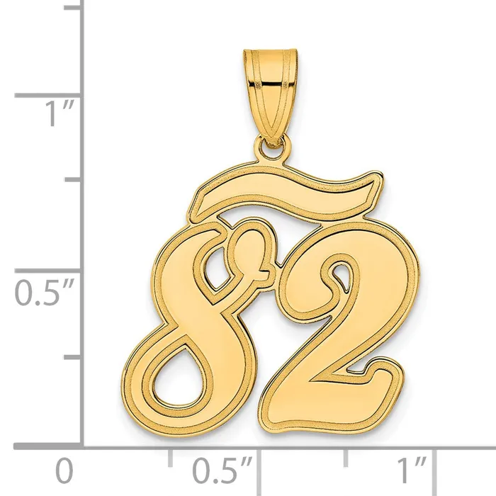 14k Yellow Gold Brushed Border Script Number 82 Pendant Goldia PreStyled Sets