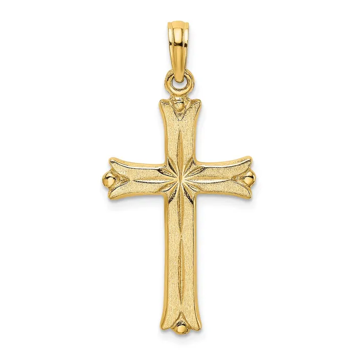 14k Yellow Gold Cross WStarburst Center Charm Goldia Charm Necklaces