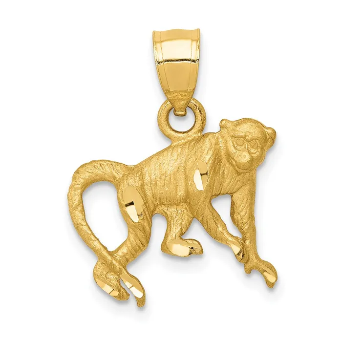 14k Yellow Gold Diamondcut Monkey Pendant Goldia Necklaces