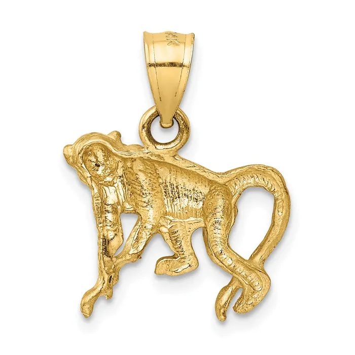 14k Yellow Gold Diamondcut Monkey Pendant Goldia Necklaces