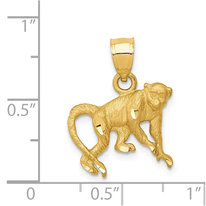 14k Yellow Gold Diamondcut Monkey Pendant Goldia Necklaces