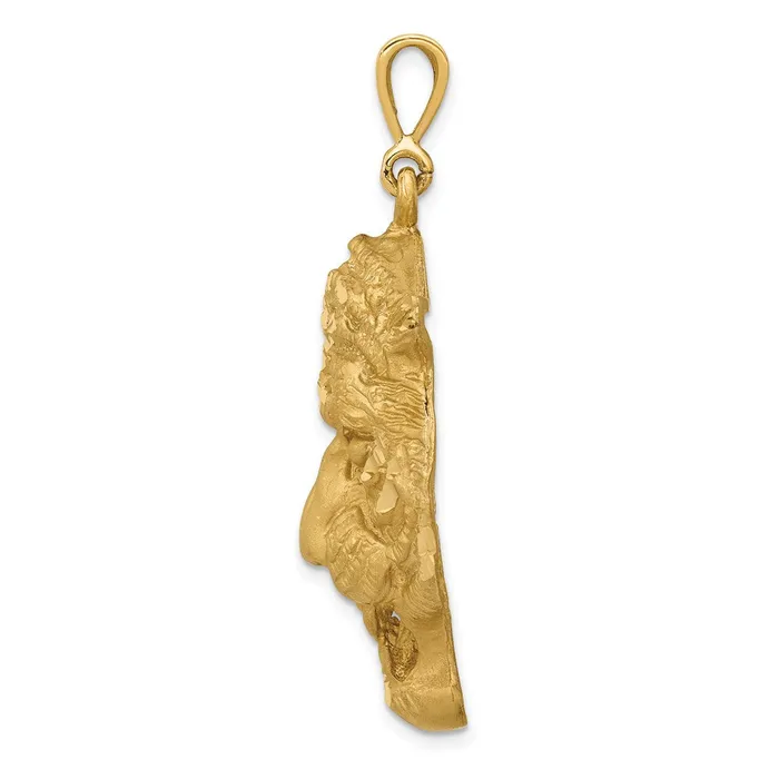 14k Yellow Gold Diamondcut Tigers Head Pendant Goldia Necklaces