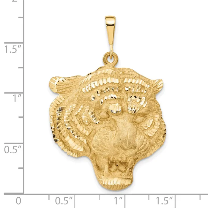 14k Yellow Gold Diamondcut Tigers Head Pendant Goldia Necklaces