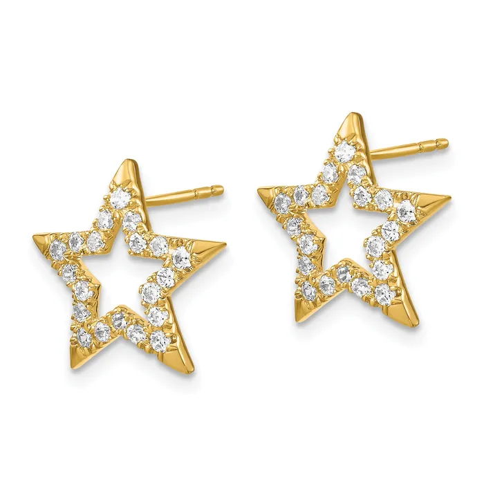 14k Yellow Gold Lab Grown Diamond VSSI G Star Post Earrings Goldia Earrings