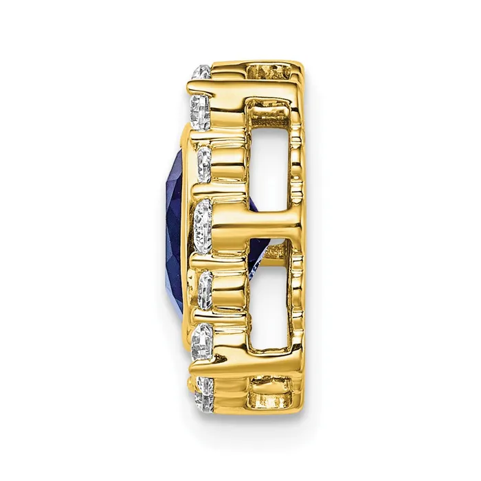 14K Yellow Gold Lab Grown Real Diamond SI1SI2 G H I Lab Crtd Sapphire Square Pendant Goldia PreStyled Sets
