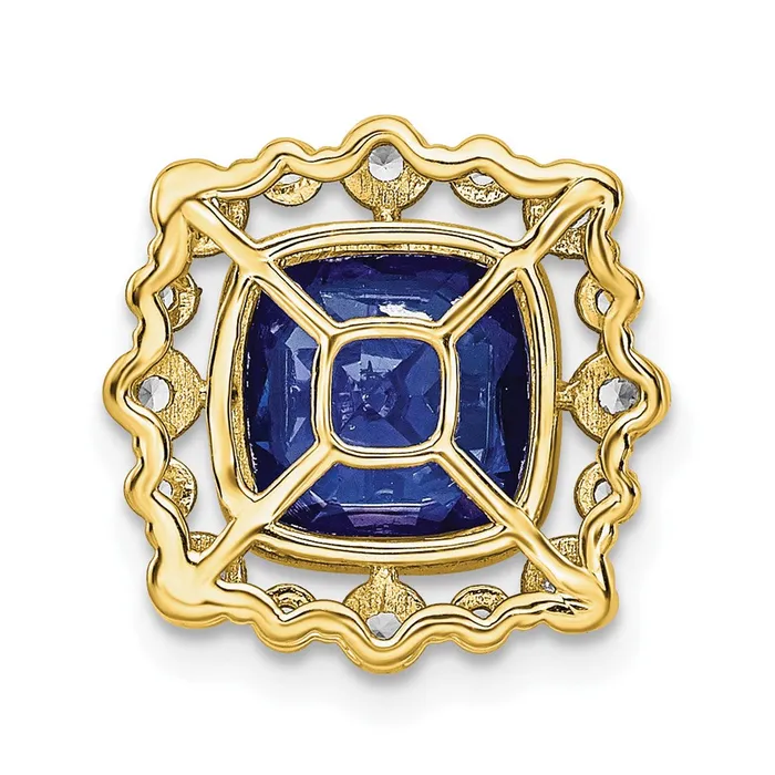 14K Yellow Gold Lab Grown Real Diamond SI1SI2 G H I Lab Crtd Sapphire Square Pendant Goldia PreStyled Sets
