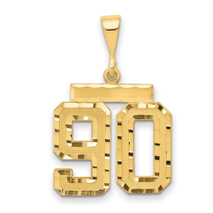 14k Yellow Gold Medium Diamondcut Number 90 Charm Goldia Charm Necklaces