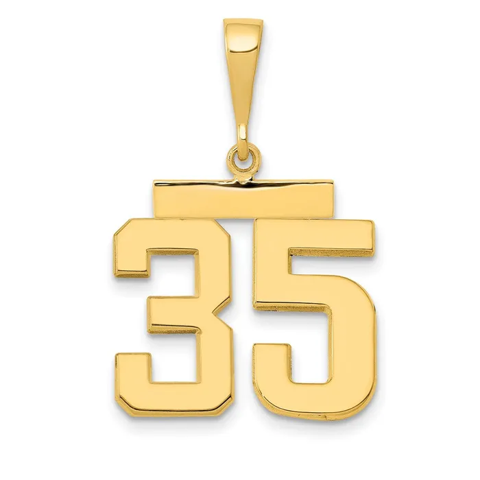 14k Yellow Gold Medium Polished Number 35 Charm Goldia Charm Necklaces