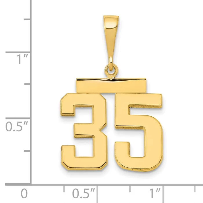 14k Yellow Gold Medium Polished Number 35 Charm Goldia Charm Necklaces