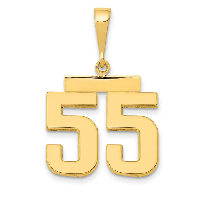 14k Yellow Gold Medium Polished Number 55 Charm Goldia Charm Necklaces